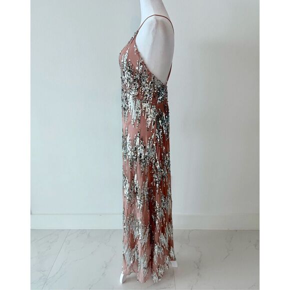 Stunning Pink Silver Sequin Dress | Cross Straps, Wedding Guest Blogger Favorite - Picture 10 of 11